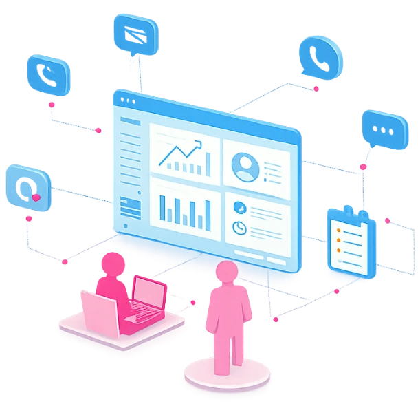 Vos échanges clients gérés avec rigueur, quels que soient les canaux utilisés, garantissant un suivi cohérent et une qualité de service constante.